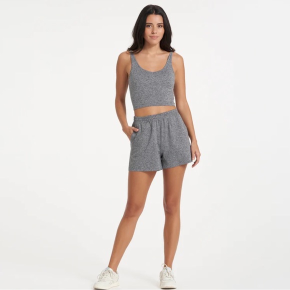 Vuori Pants - Vuori Boyfriend Short, Gray Heather, Medium